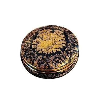 Limoges‎ France Trinket Box Cobalt Blue 22k Gold Gilt Fragonard Courting Couple